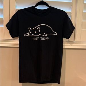 Threadless Black 'Not Today' Cat Tee